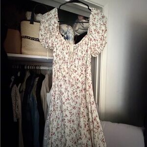 Reformation -Sleeve Midi Dress in Cream and Pink